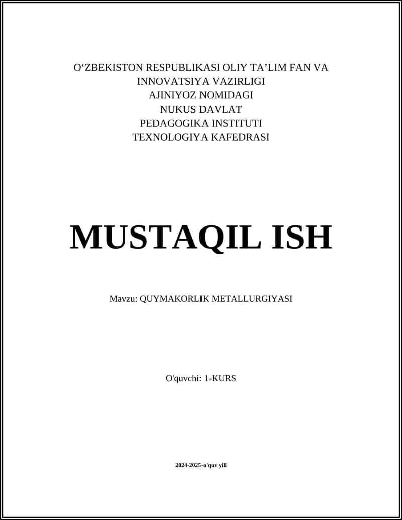 QUYMAKORLIK METALLURGIYASI