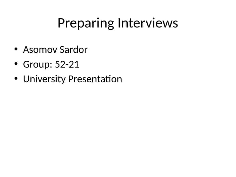 Preparing Interviews