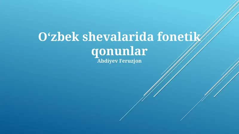 Oʻzbek shevalarida fonetik qonunlar