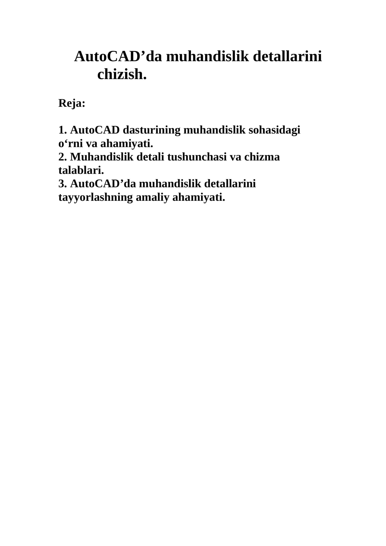 AutoCAD’da muhandislik detallarini chizish