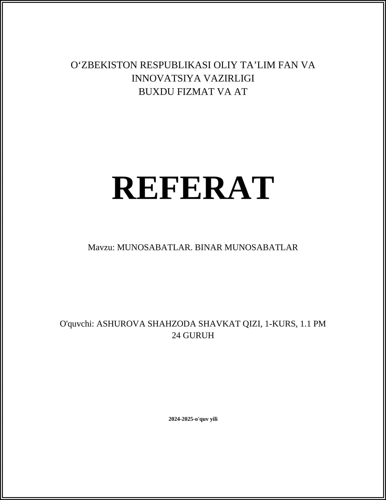 Binar Munosabatlar