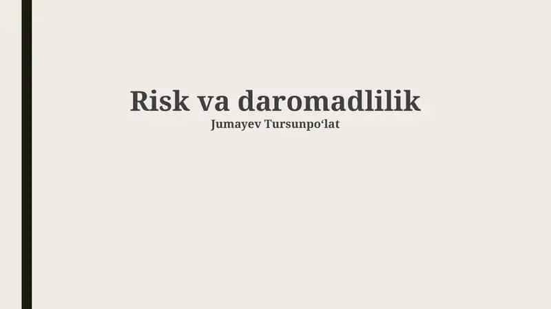 Risk va daromadlilik