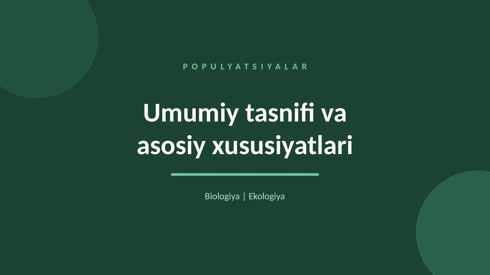 POPULYATSIYALAR