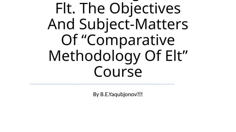 Typology Of Methodologies Of Flt