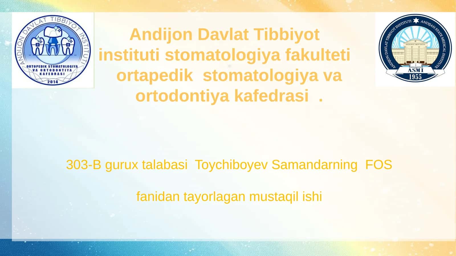 Tish qatori deformatsiyalarida okkulyuziyani shakillantirishning gnotologik asoslari