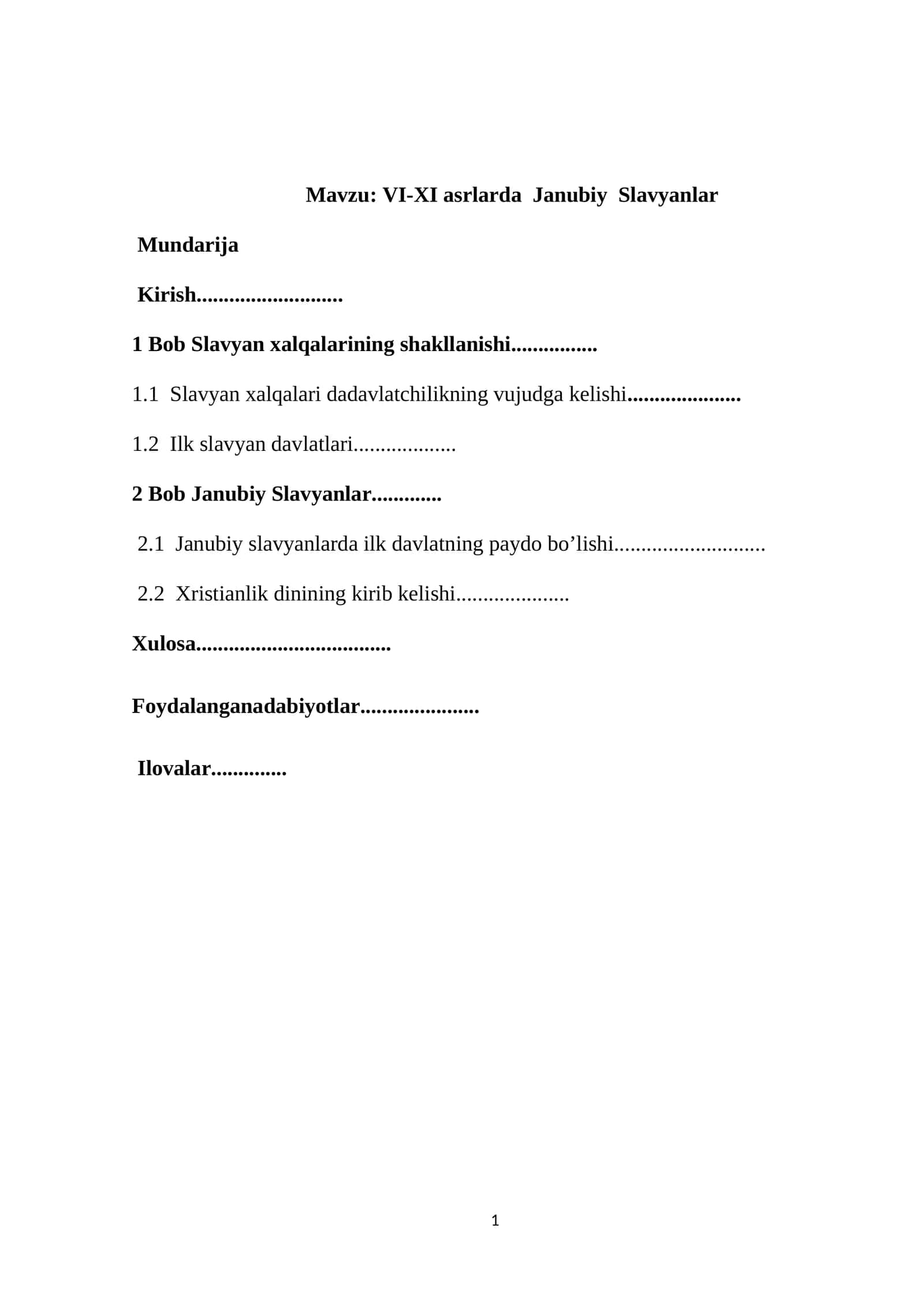 VI-XI asrlarda Janubiy Slavyanlar