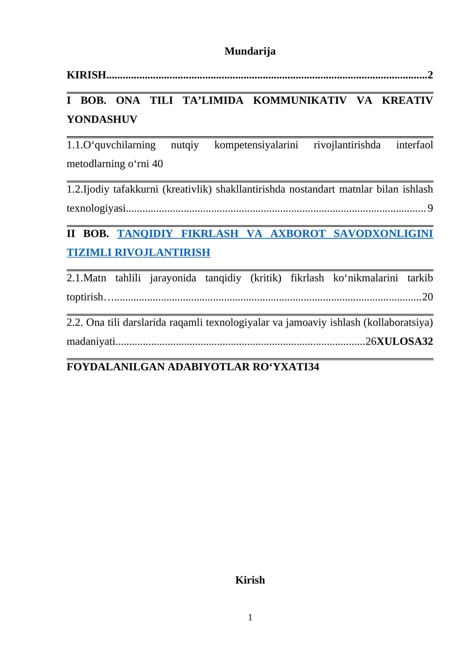 ONA TILI TA’LIMIDA KOMMUNIKATIV VA KREATIV YONDASHUV
