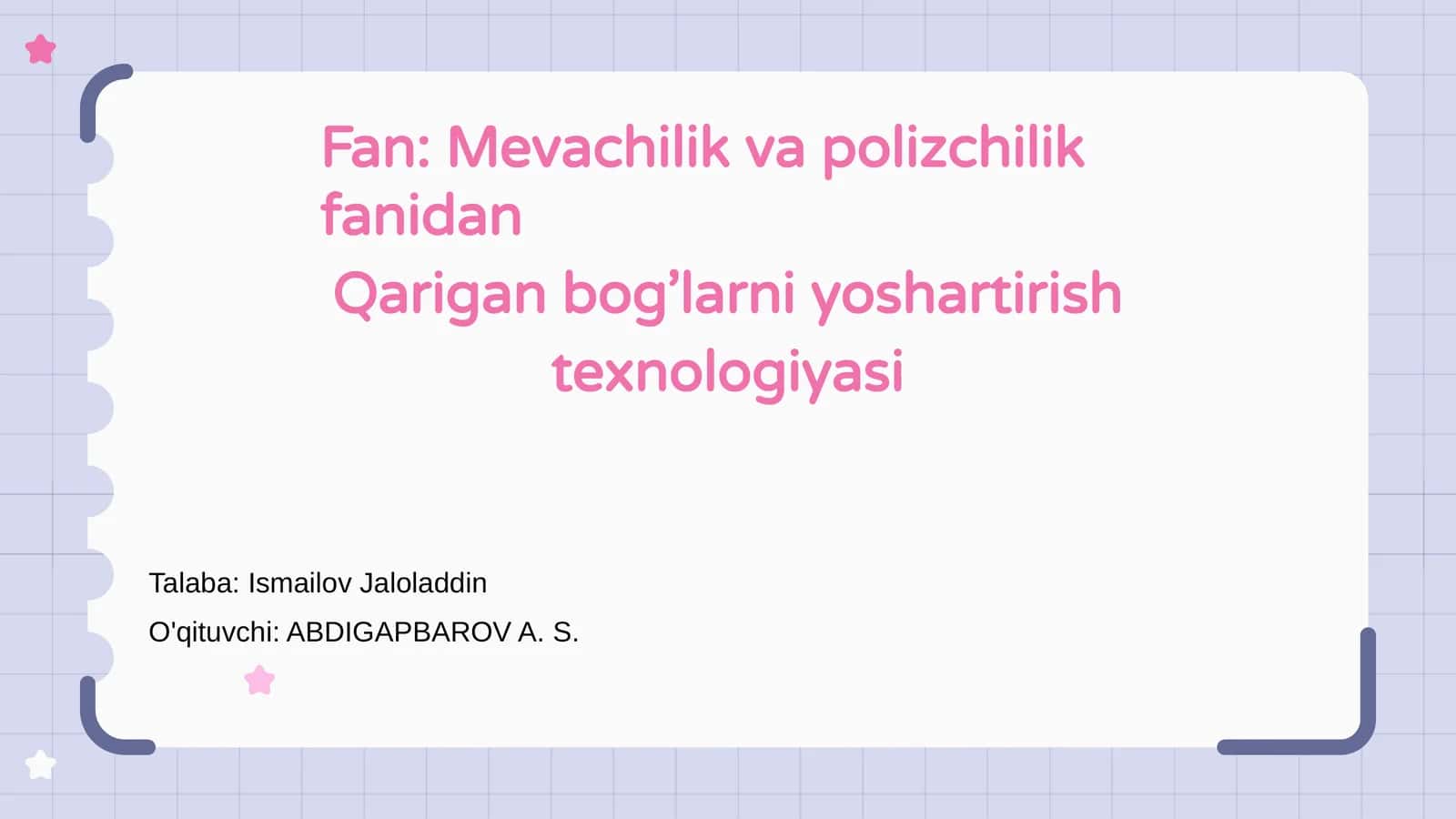 Qarigan bog’larni yoshartirish texnologiyasi