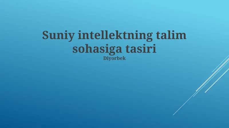 Sun'iy intellektning ta'lim sohasiga tasiri