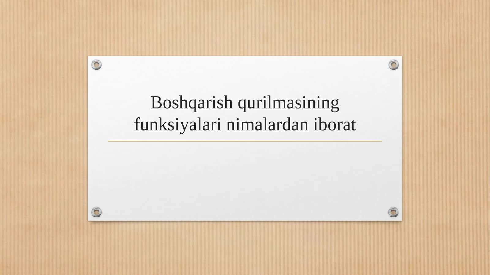 Boshqarish qurilmasining funksiyalari nimalardan iborat