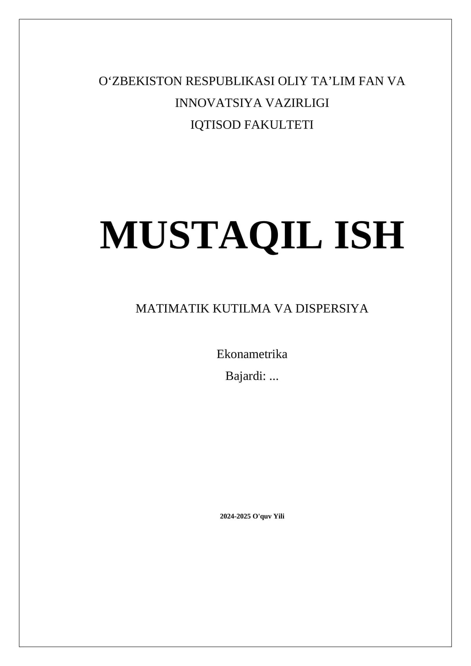 Matimatik kutilma va dispersiya
