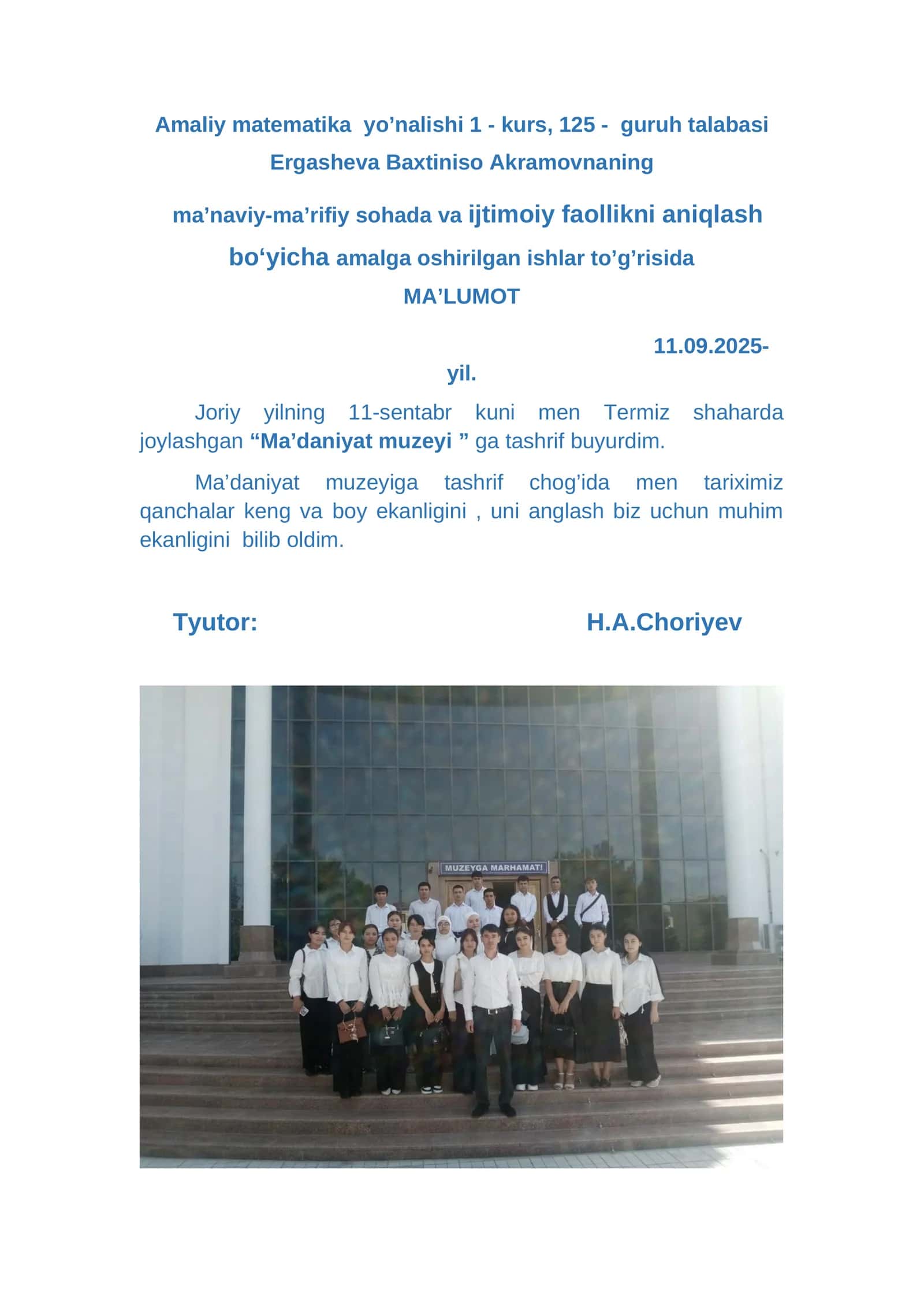Amaliy matematika yo’nalishi 1 - kurs
