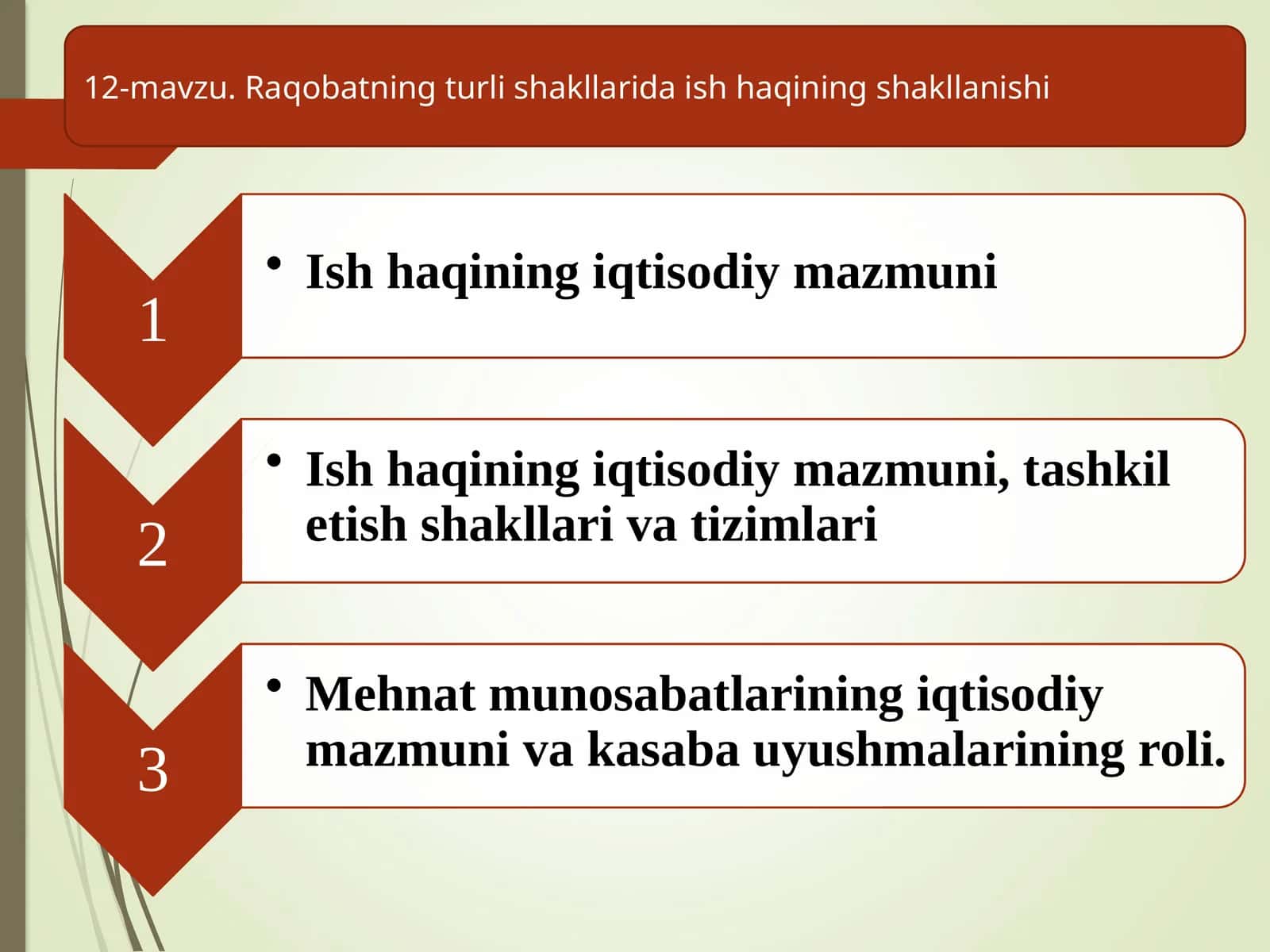 Raqobatning turli shakllarida ish haqining shakllanishi