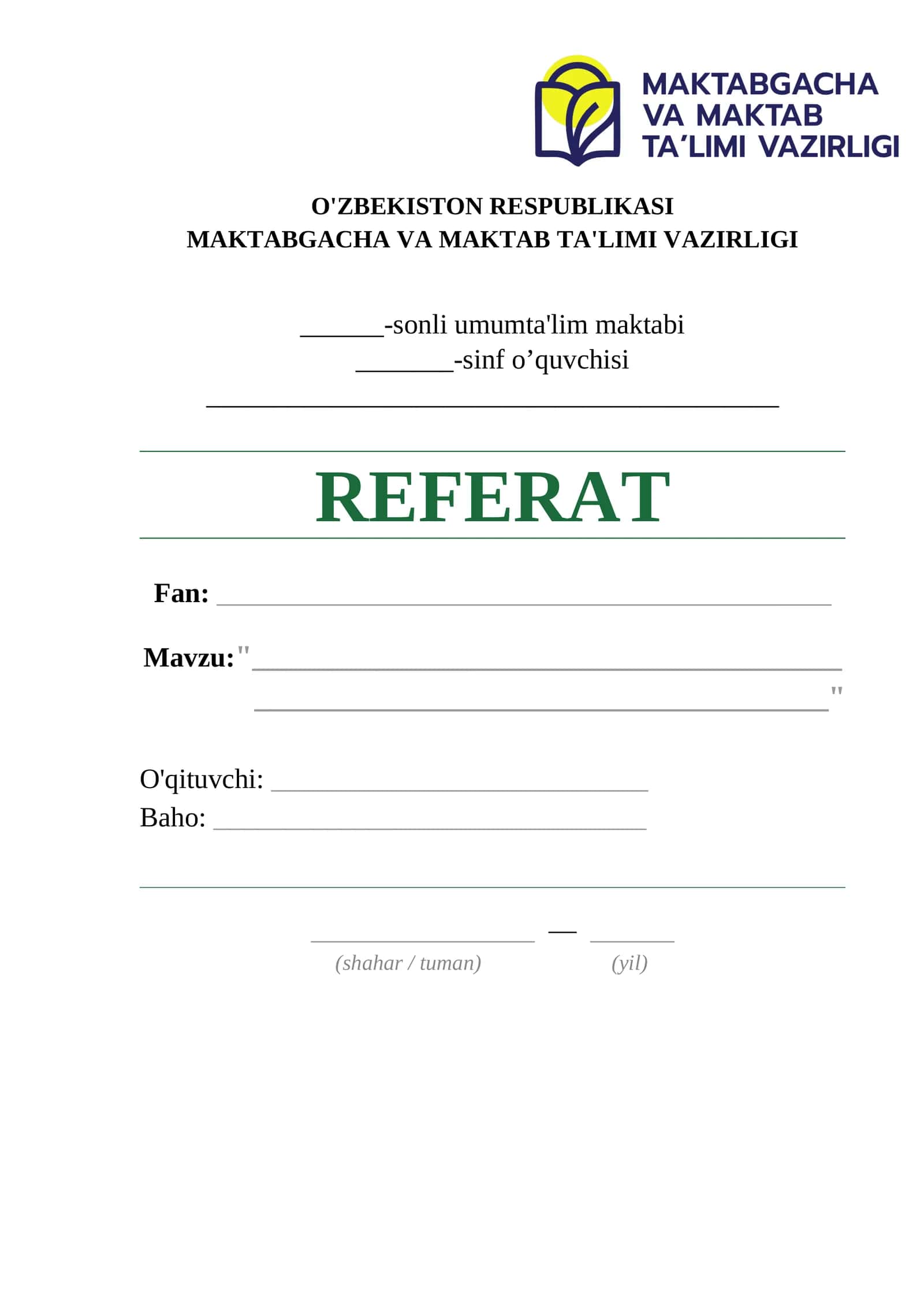 Referat yuzi
