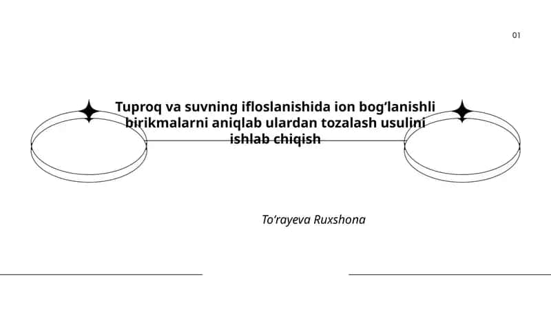 Tuproq va suvning ifloslanishida ion bogʻlanishli birikmalarni aniqlab ulardan tozalash usulini ishlab chiqish