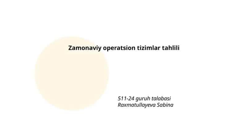 Operatsion tizimlar tahlili