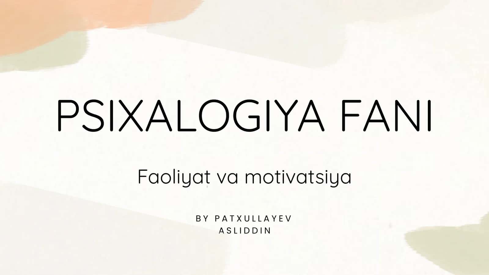 PSIXALOGIYA FANI