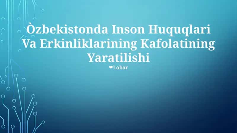Inson Huquqlari Va Erkinliklarining Kafolatining Yaratilishi