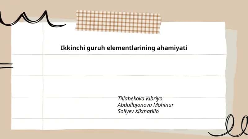 Ikkinchi guruh elementlarining ahamiyati