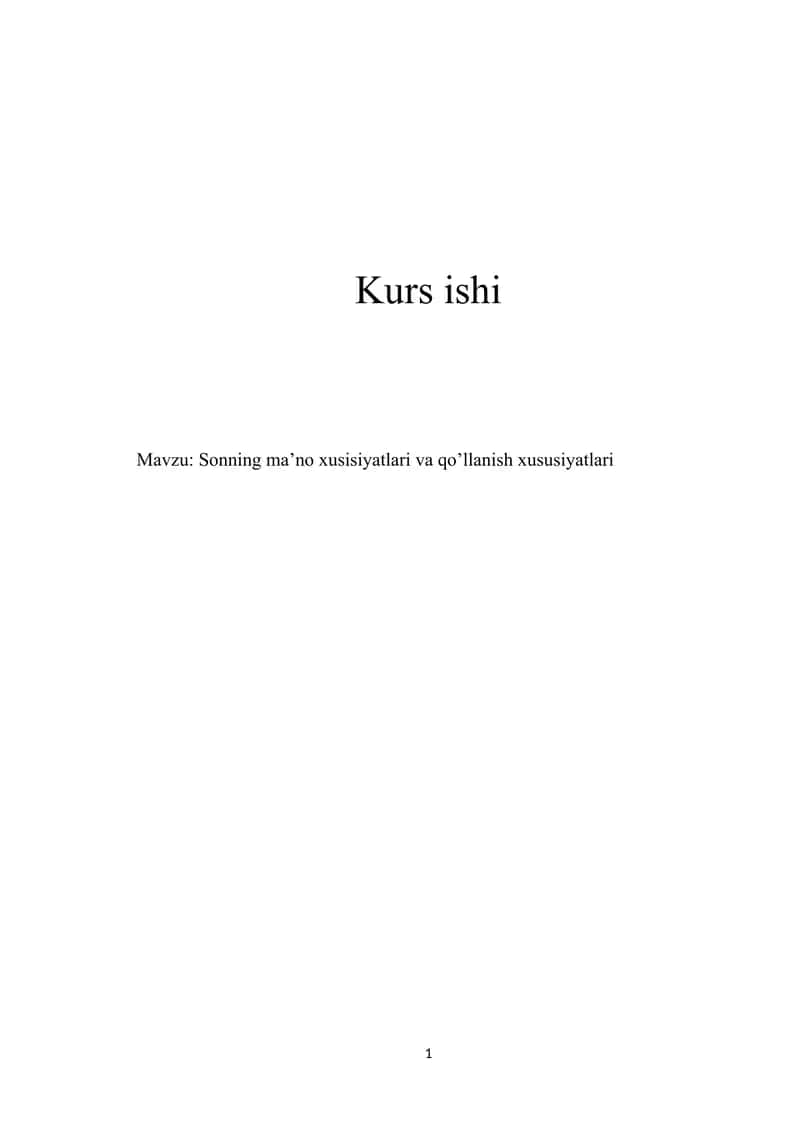 Sonning ma’no xusisiyatlari va qo’llanish xususiyatlari