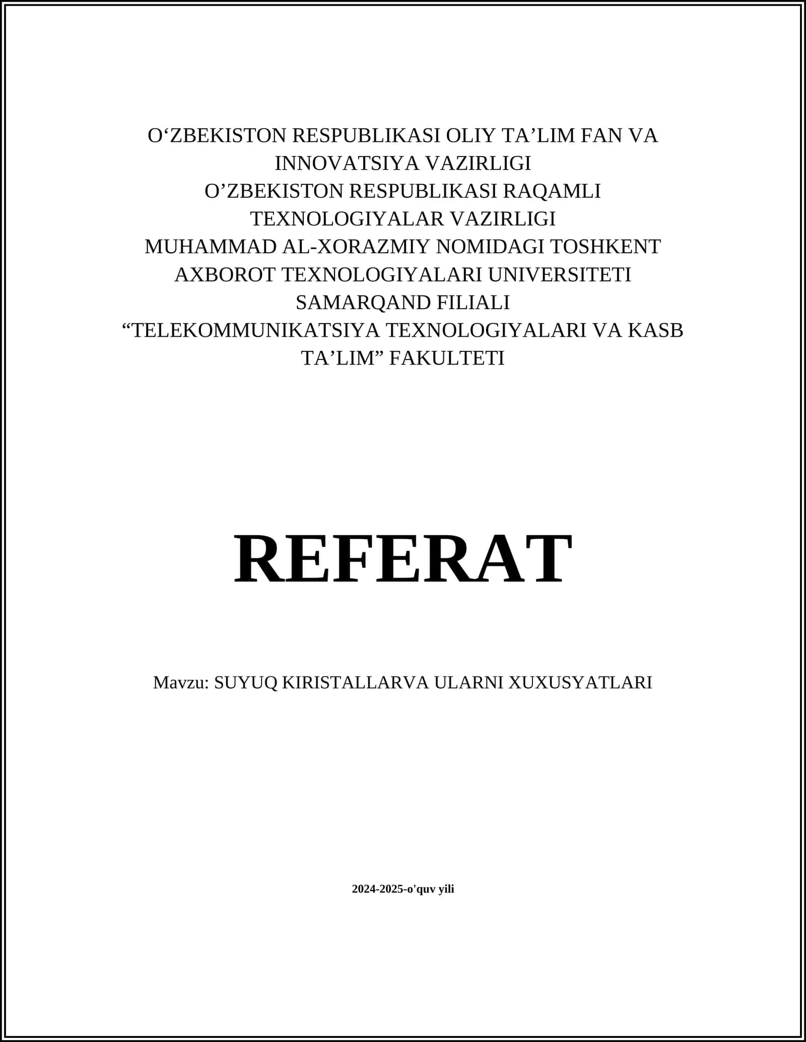 SUYUQ KIRISTALLARVA ULARNI XUXUSYATLARI