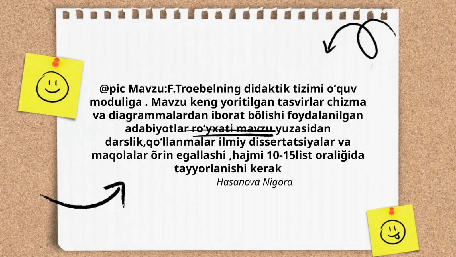 F.Troebelning didaktik tizimi oʻquv moduliga