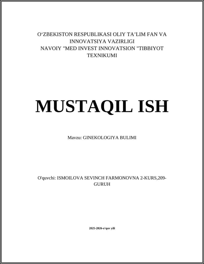 GINEKOLOGIYA BULIMI