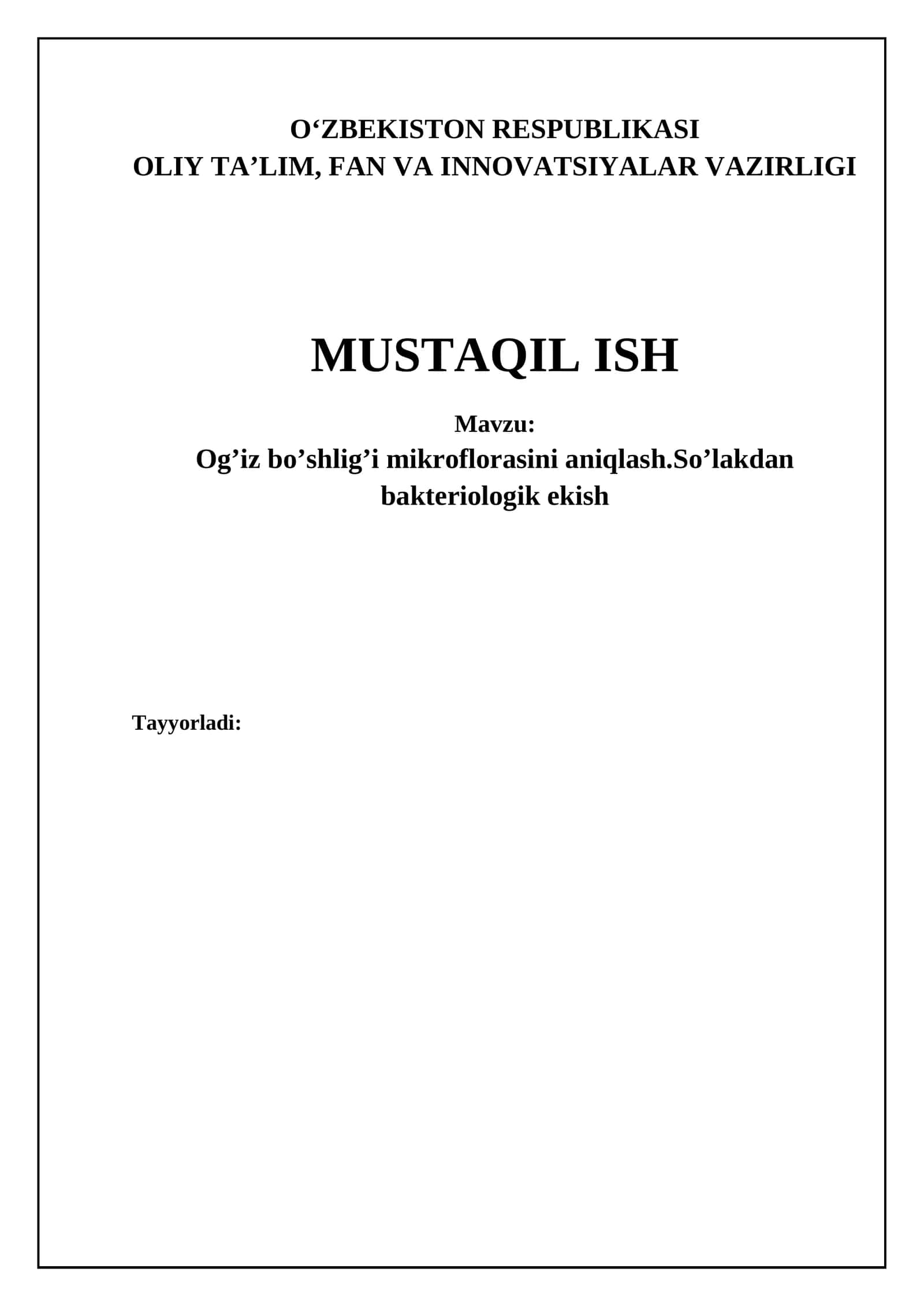 Og'iz bo'shlig'i mikroflorasini aniqlash: Bakteriologik inokulyatsiya usullari