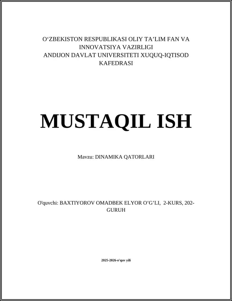 DINAMIKA QATORLARI