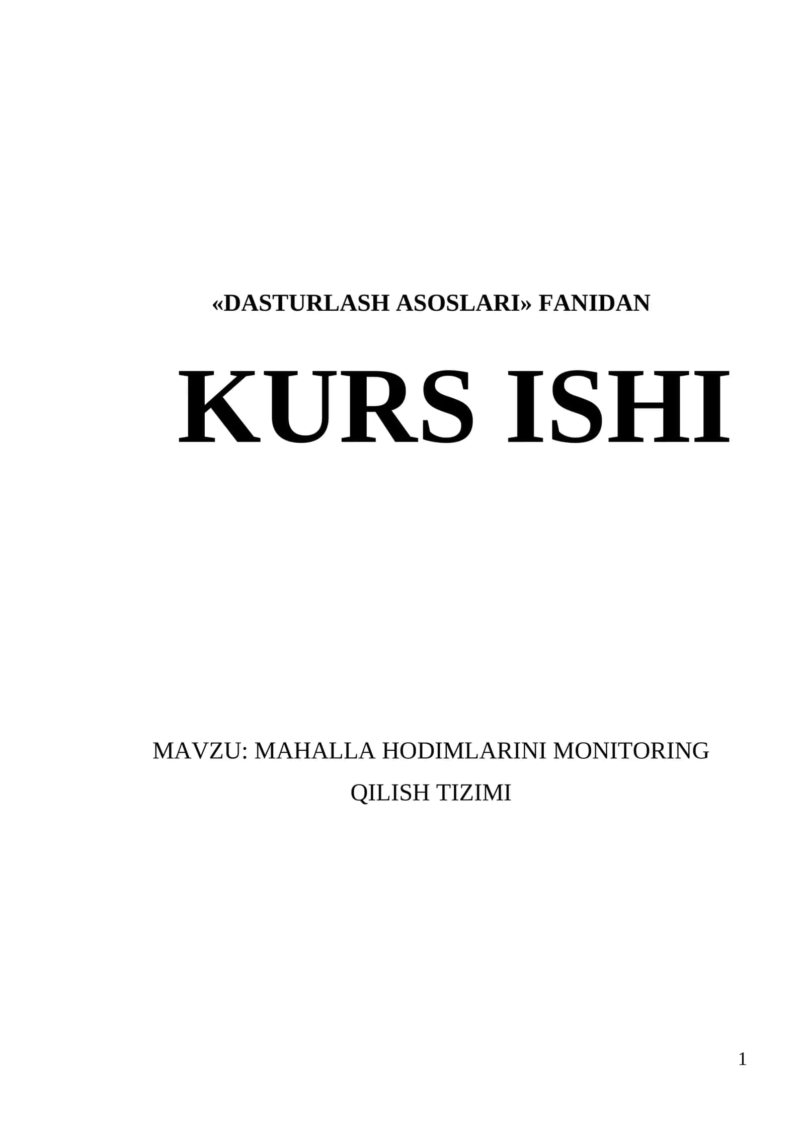 MAHALLA HODIMLARINI MONITORING QILISH TIZIMI