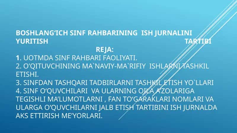 Boshlang‘ich sinfra hbarining jurnali