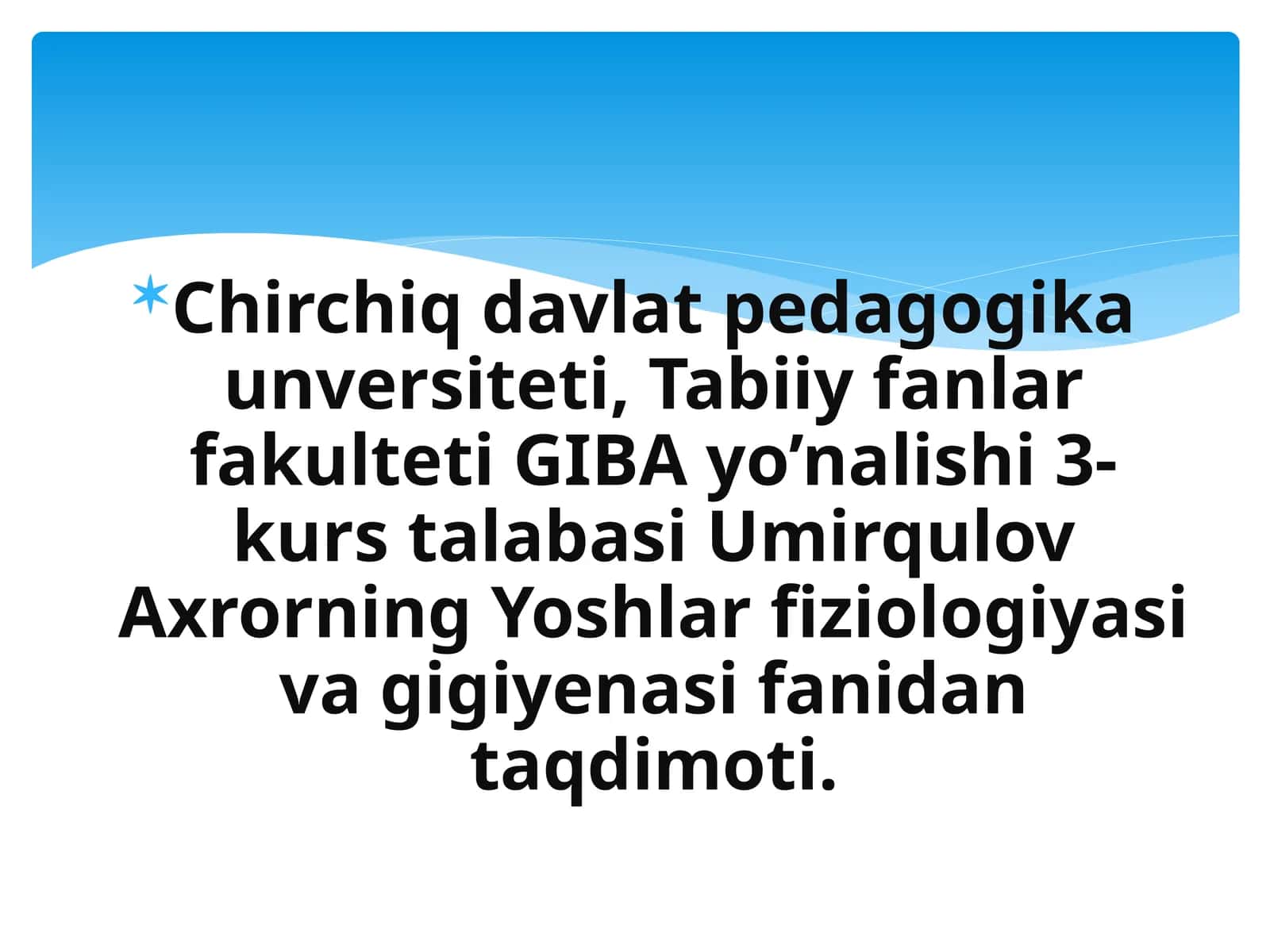 Yoshlar fiziologiyasi va gigiena