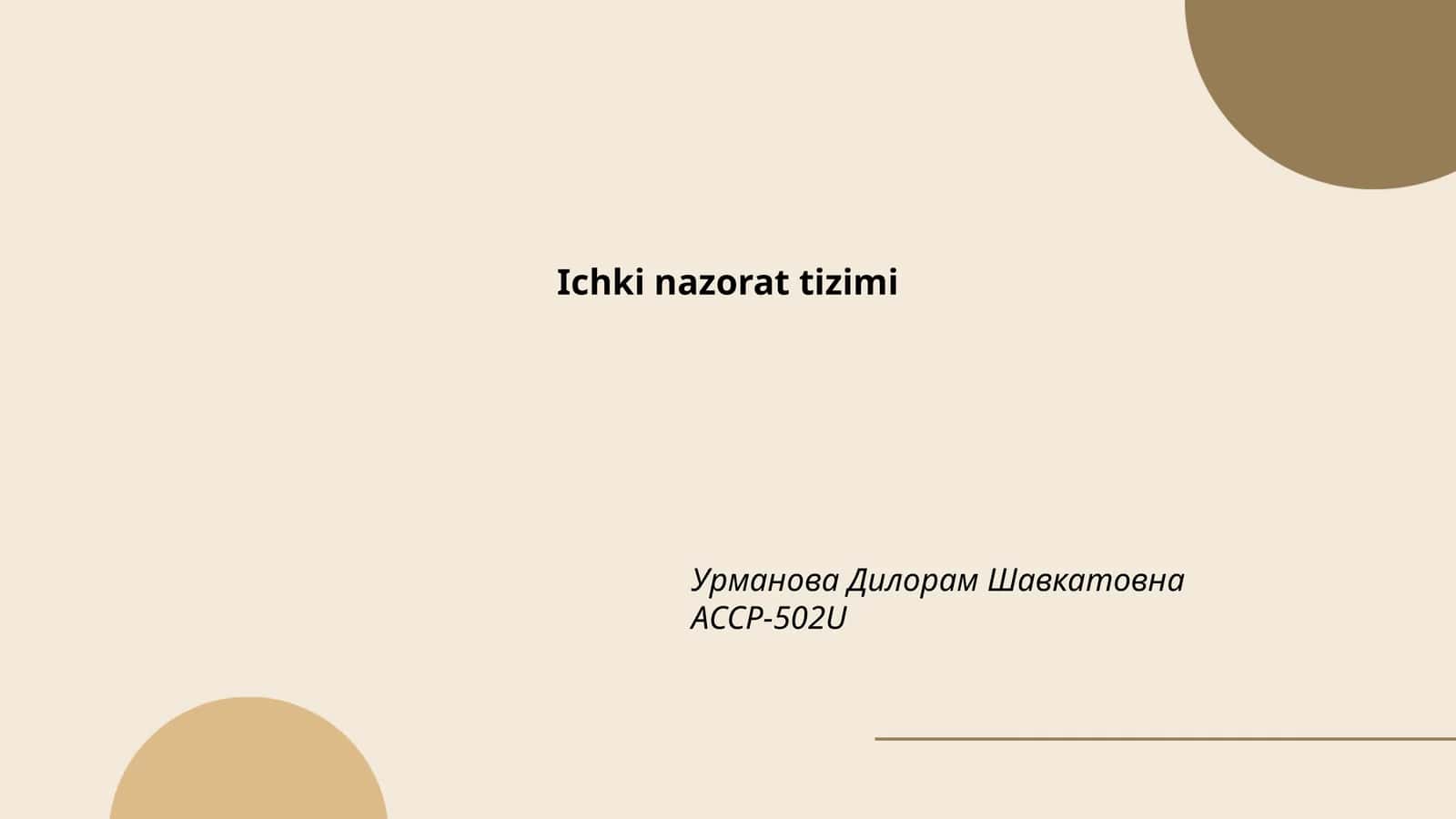 Ichki nazorat tizimi
