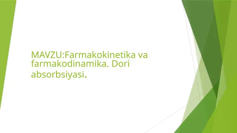 Farmakokinetika va farmakodinamika