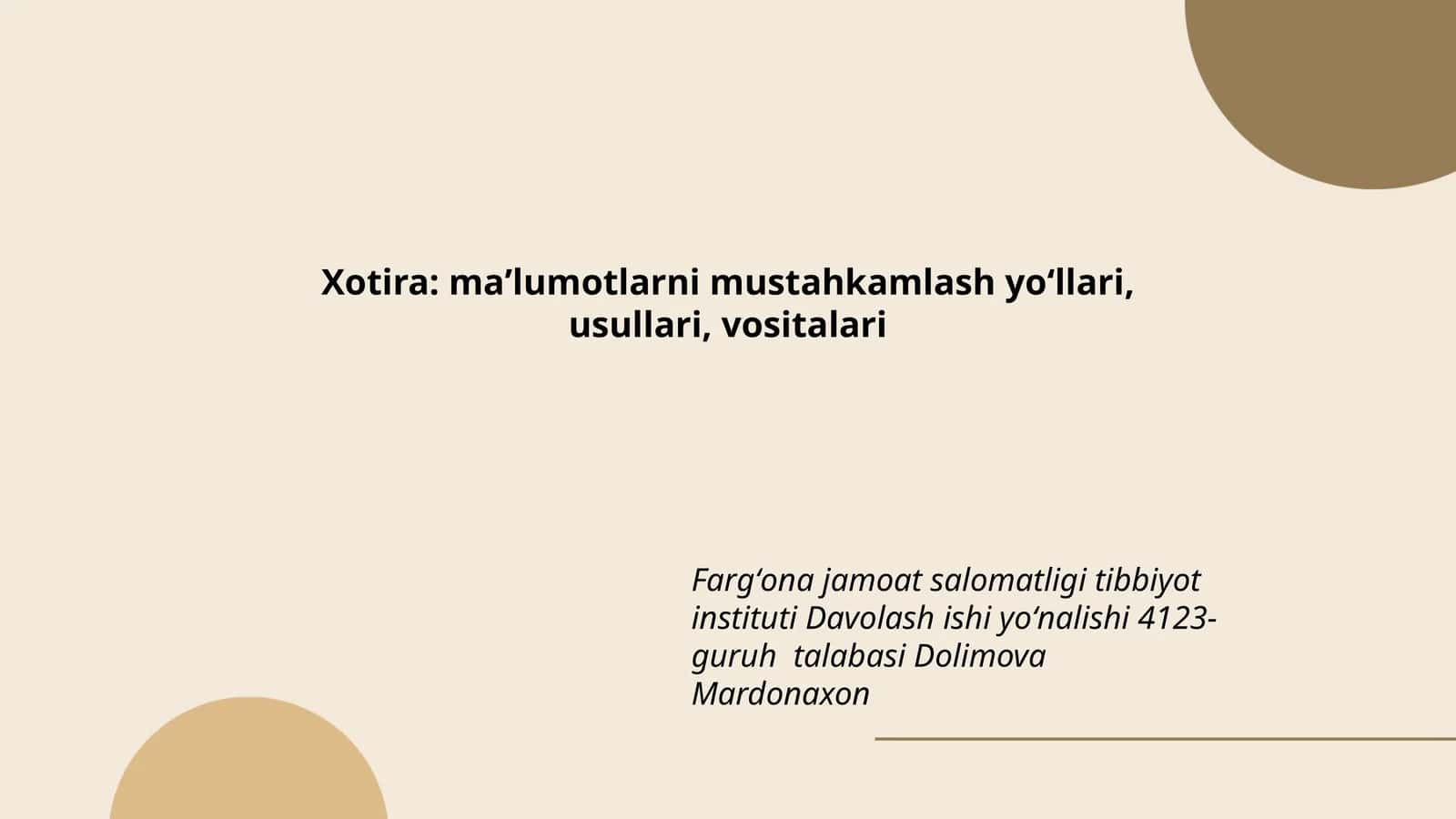 Xotira: maʼlumotlarni mustahkamlash yoʻllari, usullari, vositalari