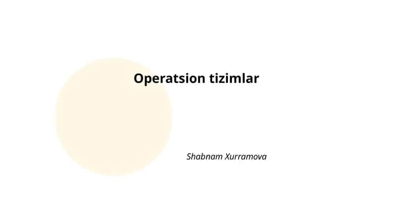 Operatsion tizimlar
