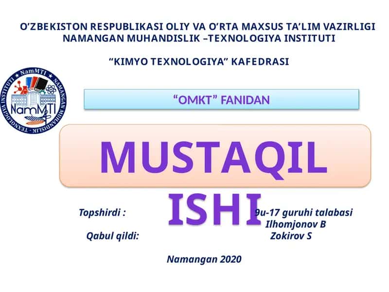 KIMYO TEXNOLOGIYA