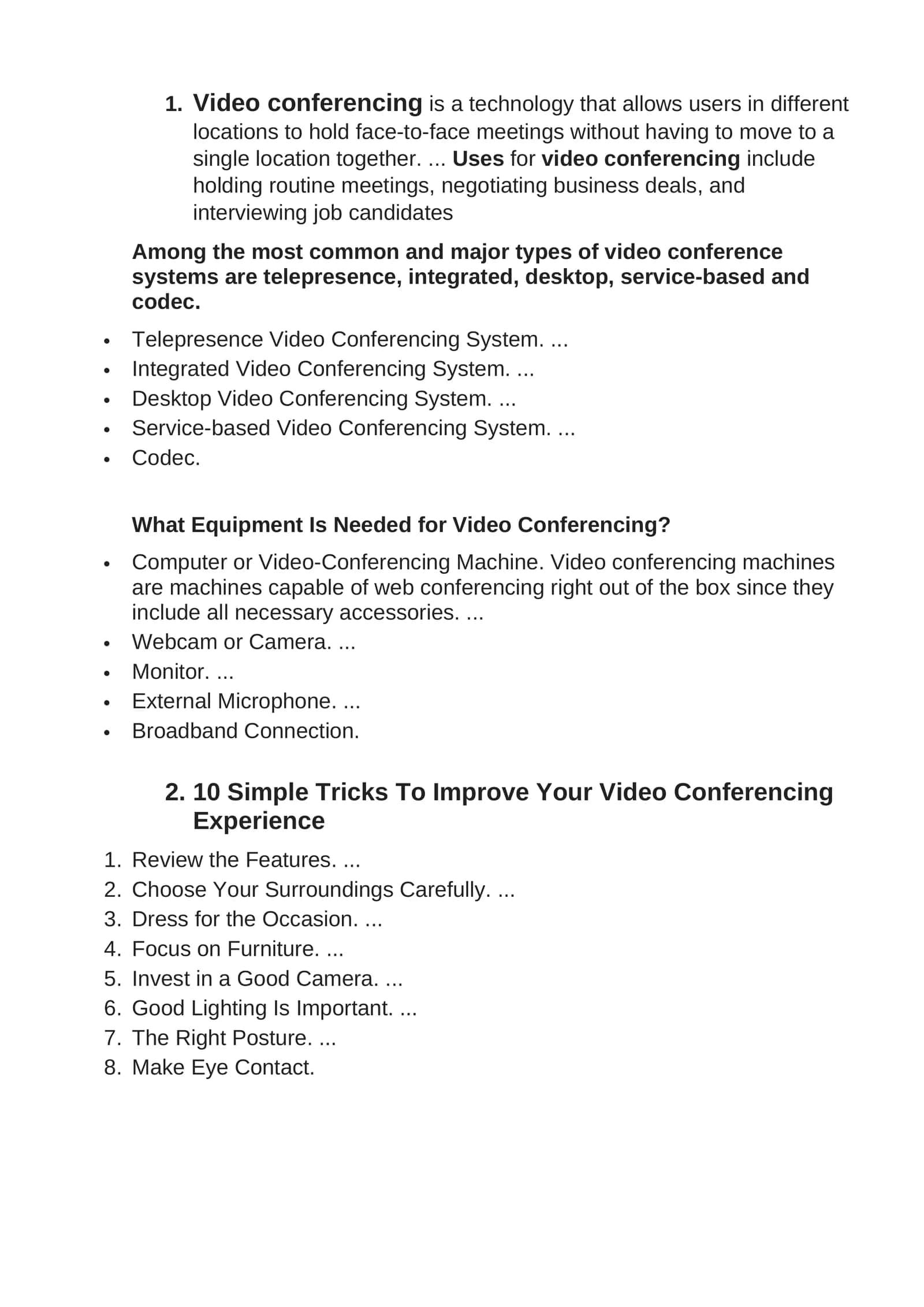 Video Conferencing Systems