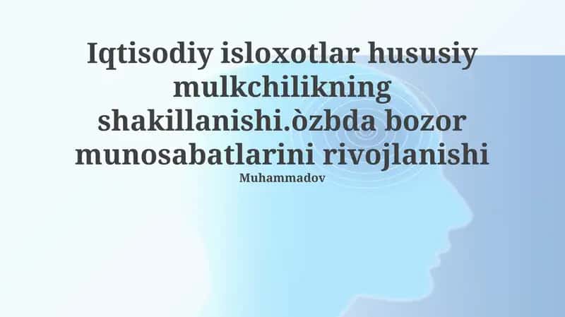 Iqtisodiy islohotlar va xususiy mulkning shakllanishi