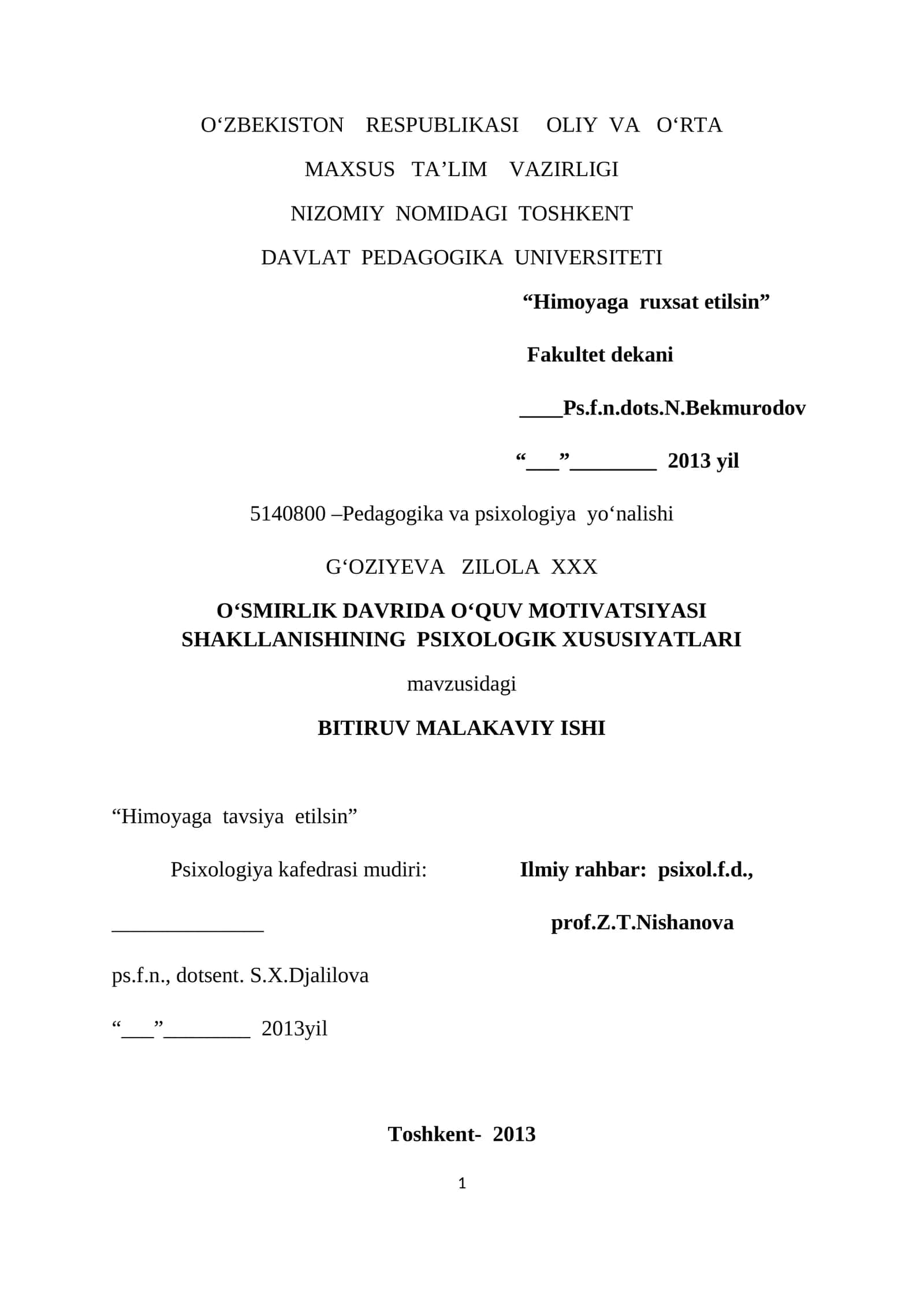 О‘SMIRLIK DAVRIDA О‘QUV MOTIVATSIYASI SHAKLLANISHINING PSIXOLOGIK XUSUSIYATLARI