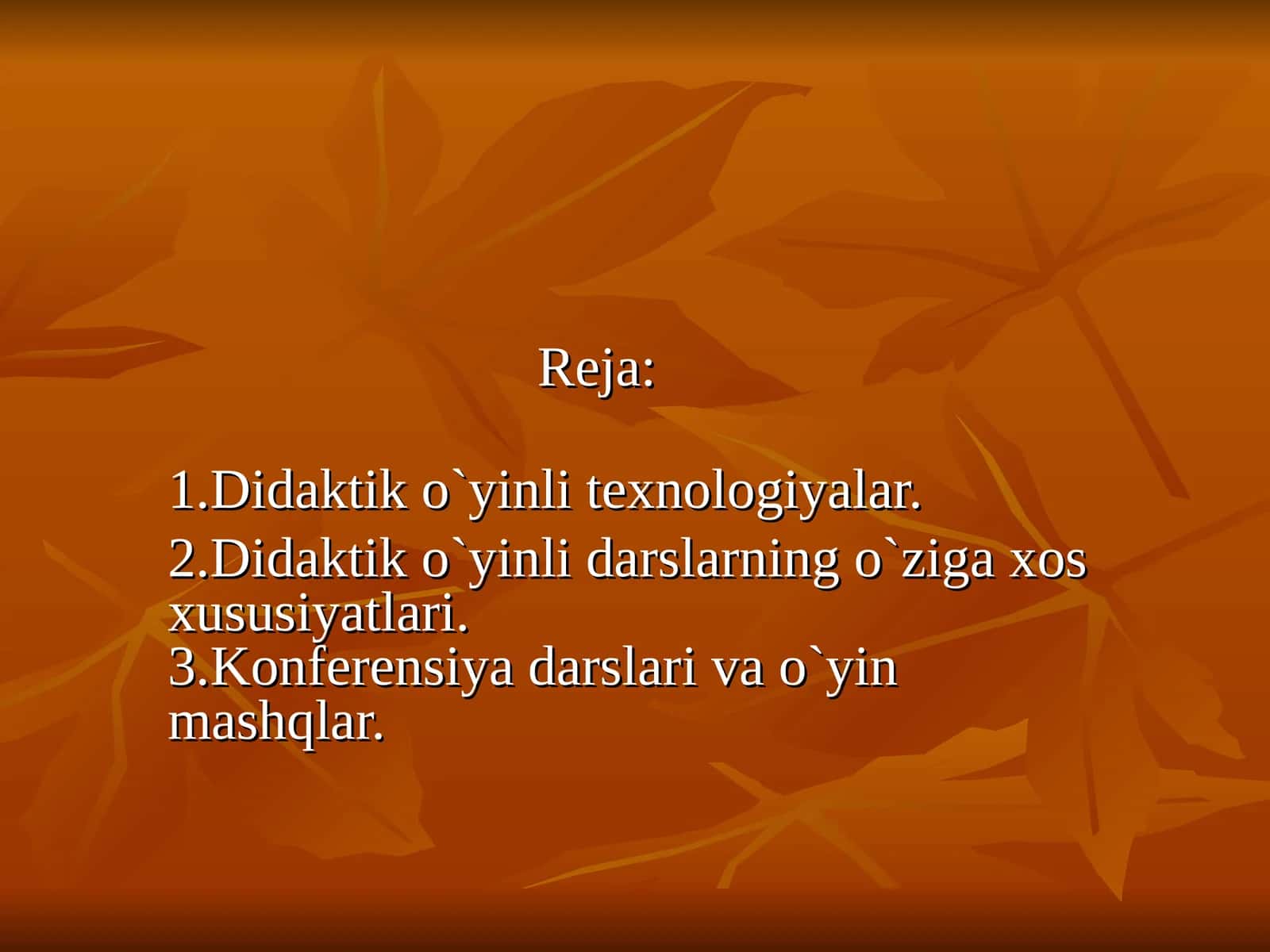 Didaktik o`yinli texnologiyalar