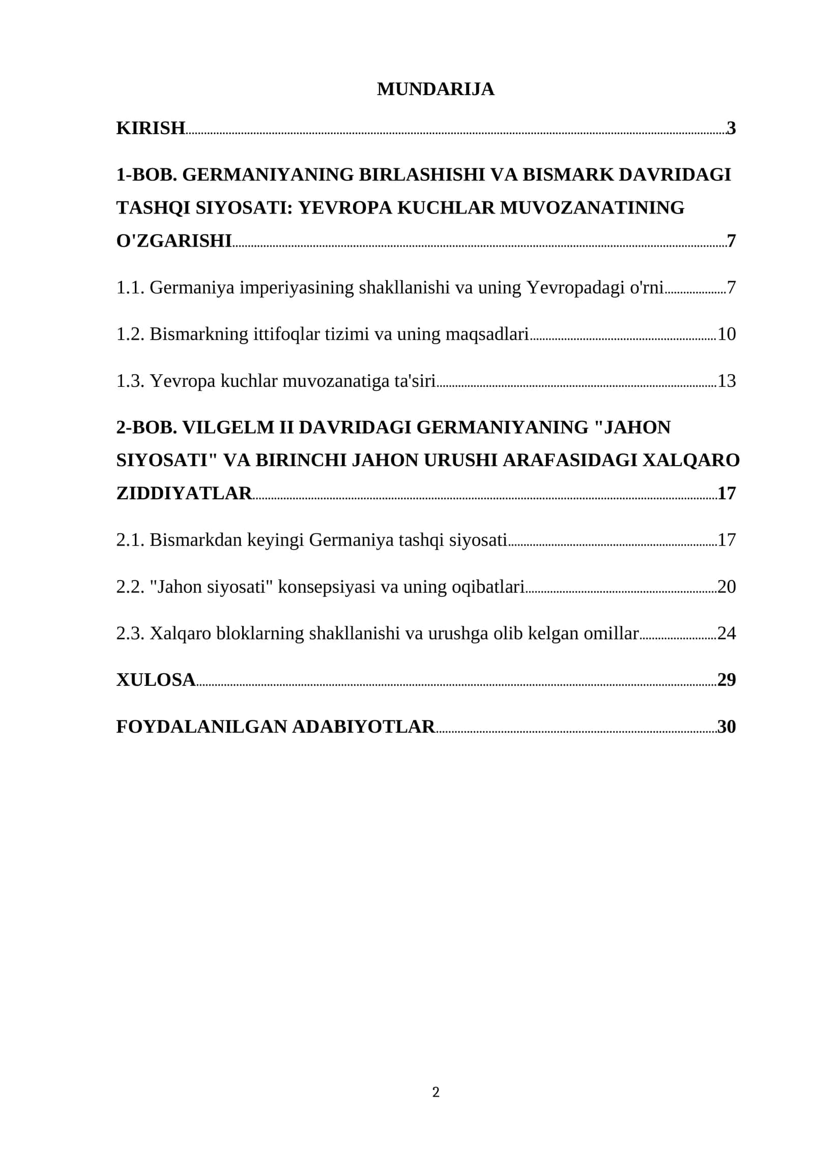 GERMANIYANING BIRLASHISHI VA BISMARK DAVRIDAGI TASHQI SIYOSATI: YEVROPA KUCHLAR MUVOZANATINING O'ZGARISHI