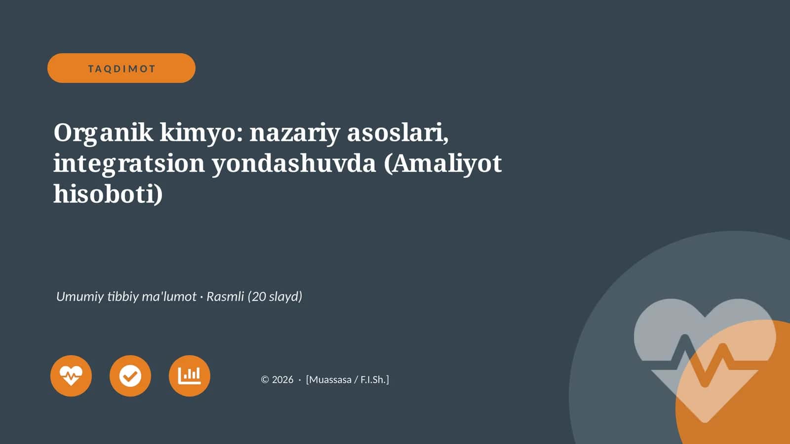 Organik kimyo: nazariy asoslari, integratsion yondashuvda (Amaliyot hisoboti)