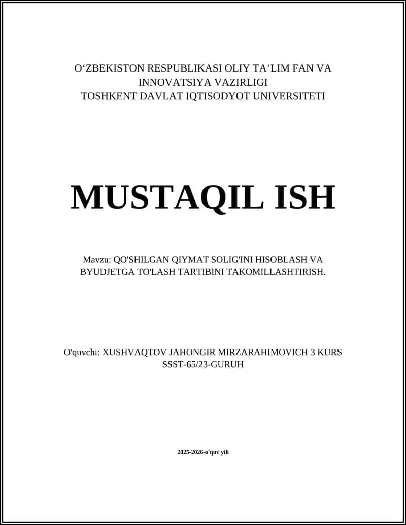 Qonunchilikni soddalashtirish va qo'shilgan qiymat solig'i normativlarini yangilash
