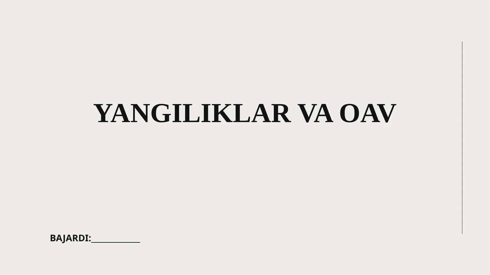 Yangiliklar va OAV