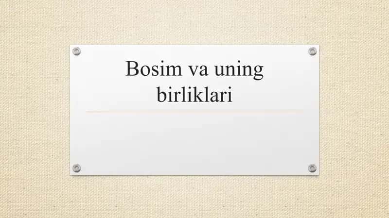 Bosim va uning birliklari