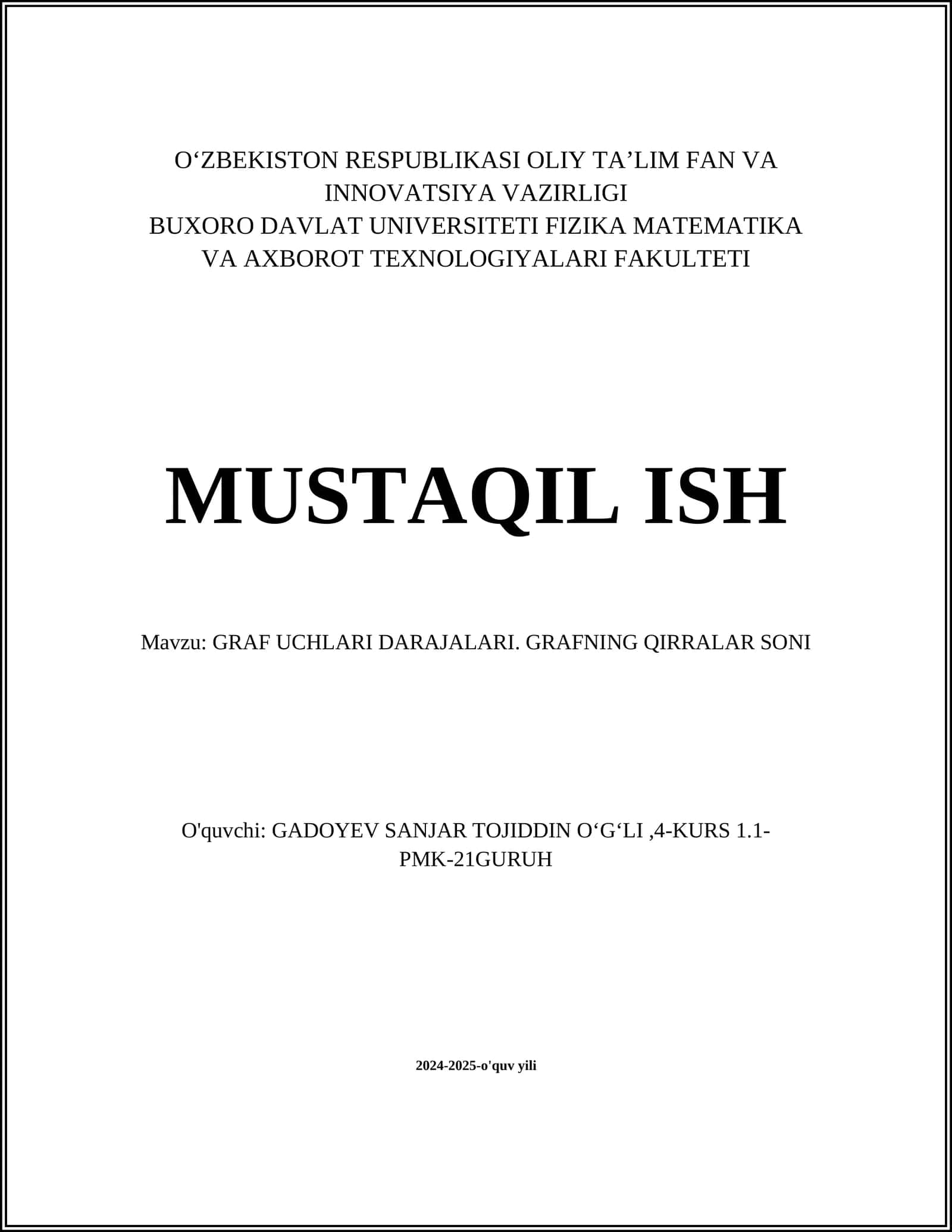GRAF UCHLARI DARAJALARI. GRAFNING QIRRALAR SONI
