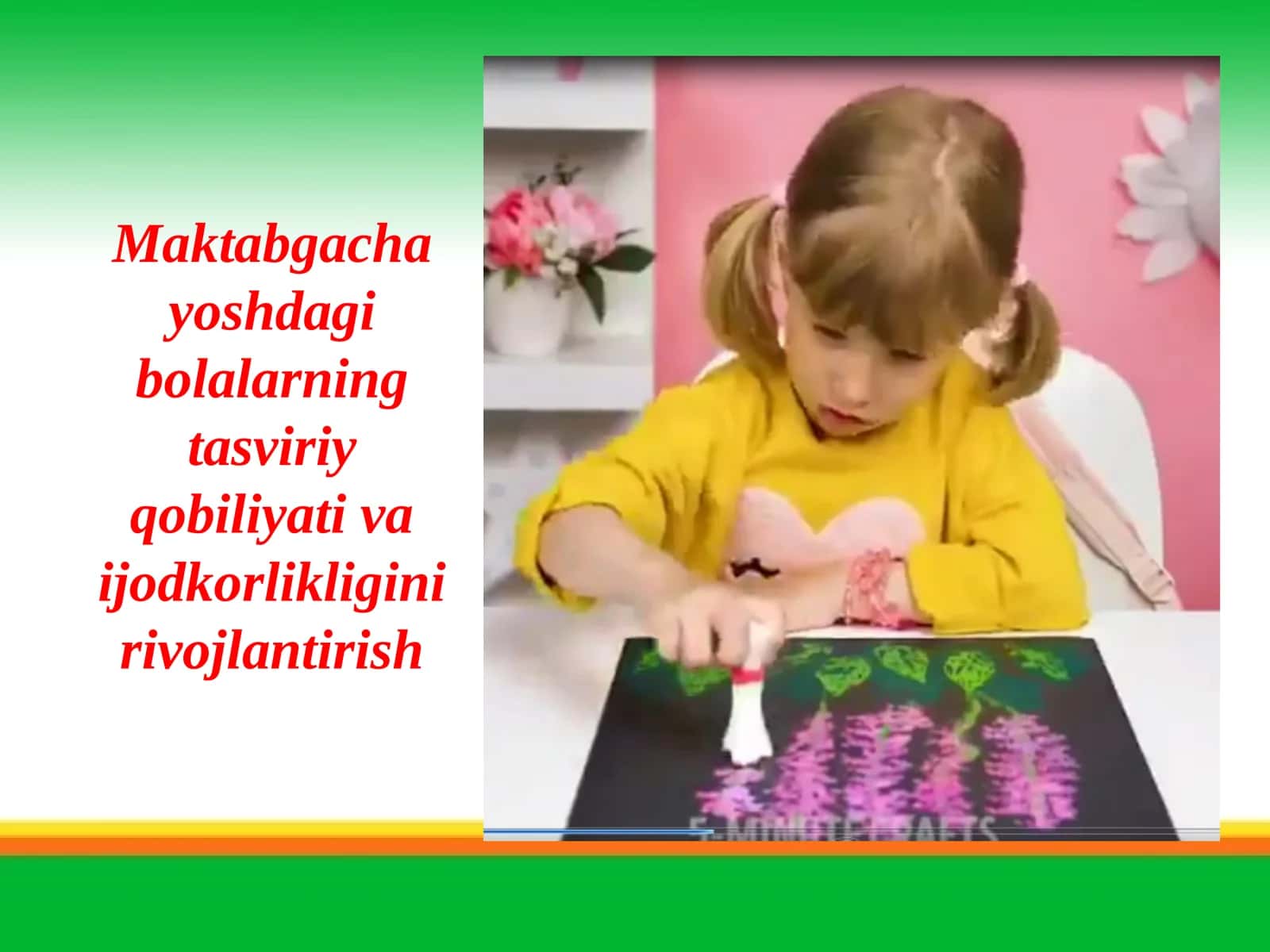 Maktabgacha yoshdagi bolalarning tasviriy qobiliyati va ijodkorlikligini rivojlantirish