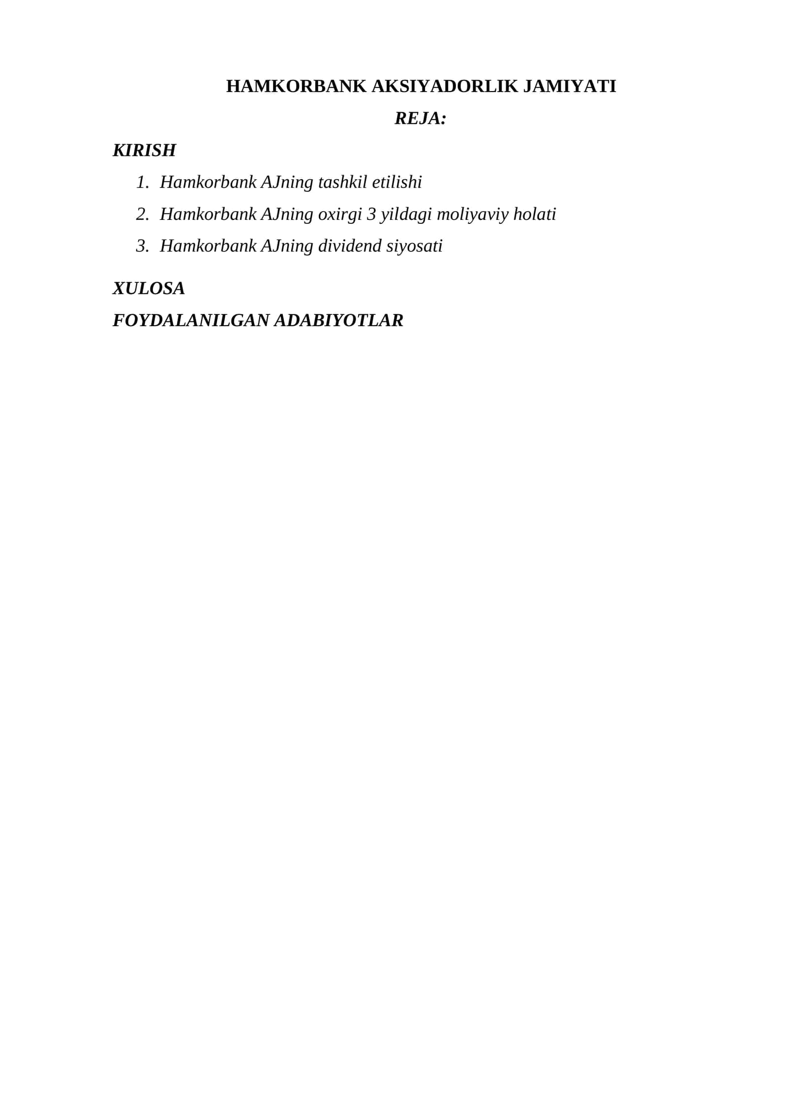 HAMKORBANK AKSIYADORLIK JAMIYATI