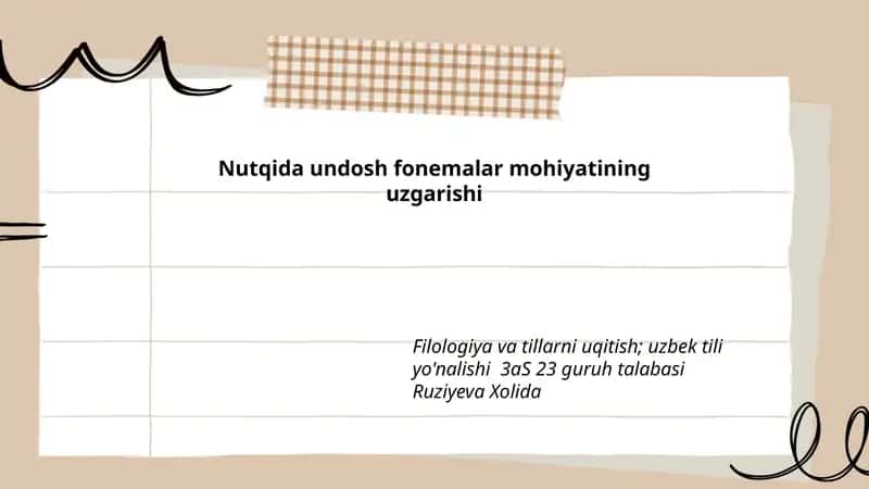 Nutqida undosh fonemalar mohiyatining uzgarishi